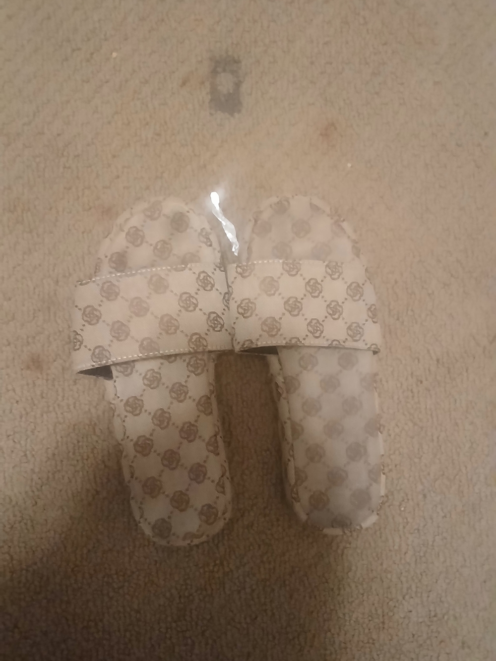 Gucci Beige Monogram Slide Sandals